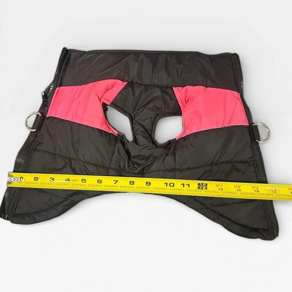 NWOT Small Dog Puffer Coat Pink and Black With Leash Rings and Zipper